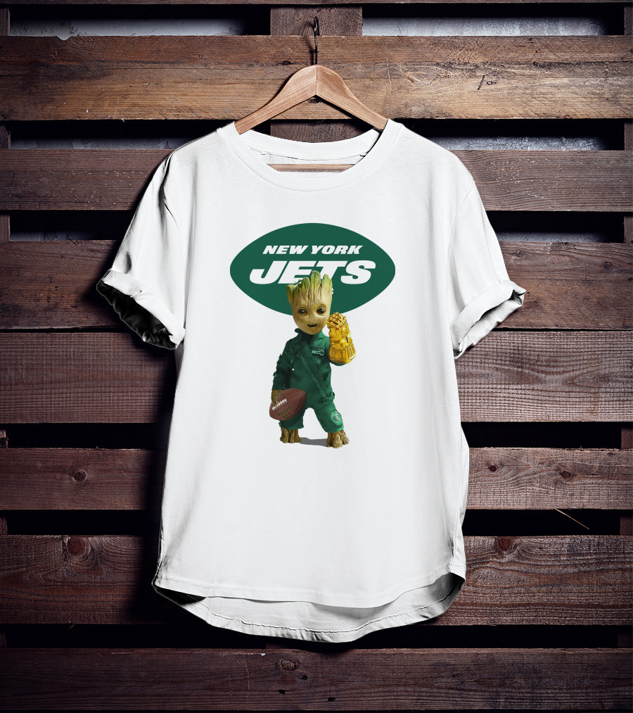 New York Jets Groot Football Marvel Crossover T-Shirt