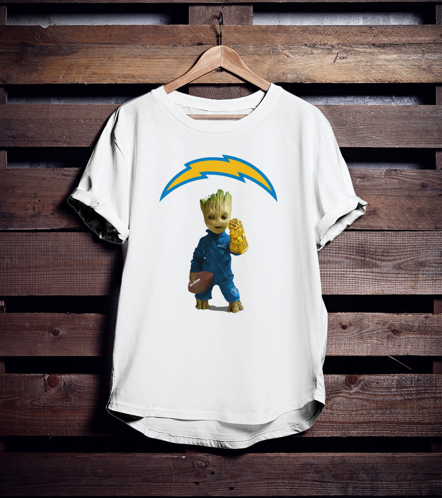 Los Angeles Chargers Groot Infinity Gauntlet Football T-Shirt