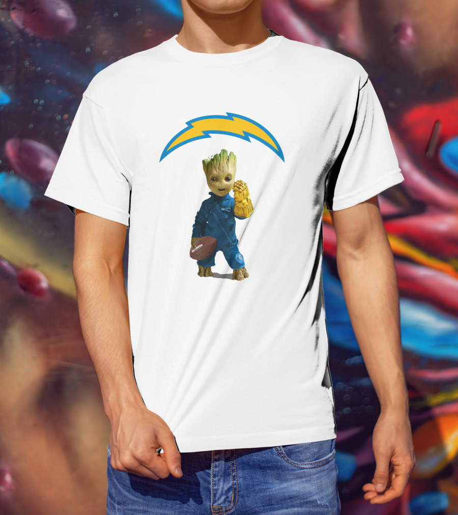 Los Angeles Chargers Groot Infinity Gauntlet Football T-Shirt