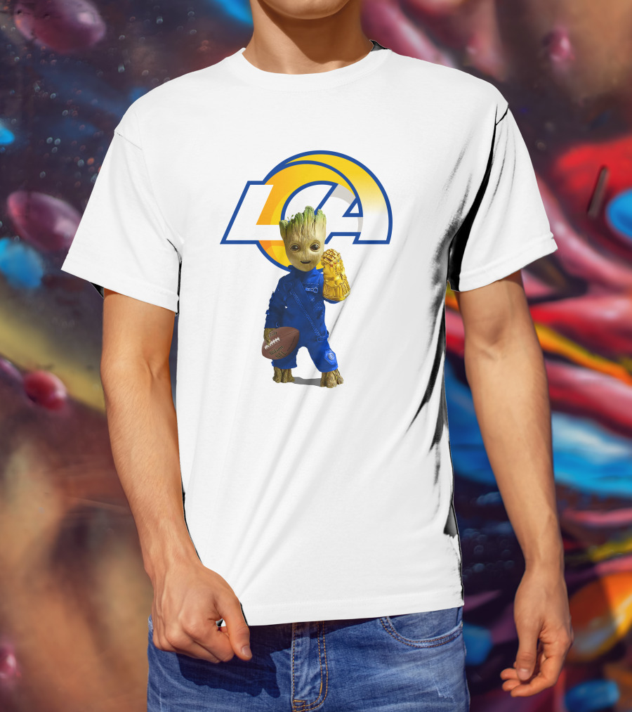 Los Angeles Rams Groot Football Infinity Gauntlet T-Shirt