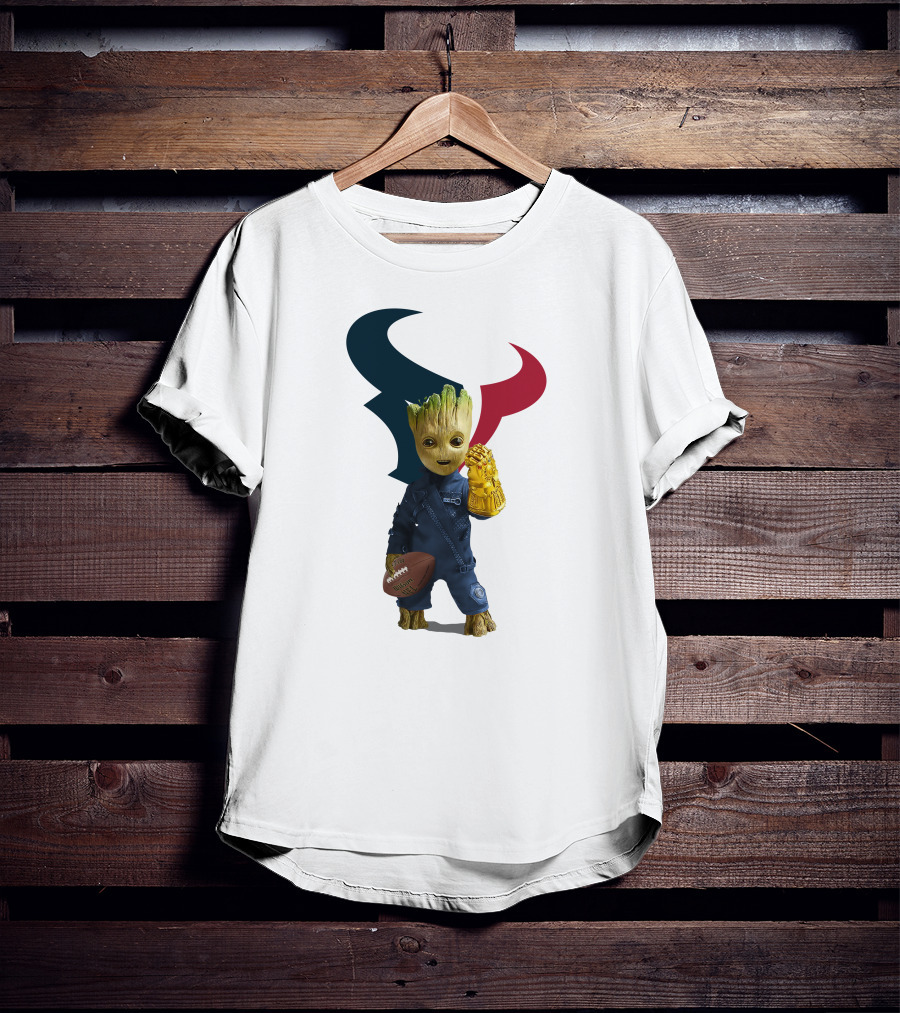 Houston Texans Groot Football Infinity Gauntlet T-Shirt