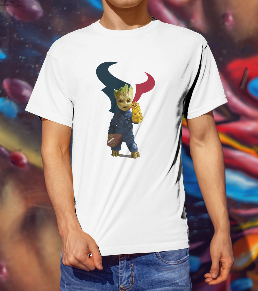 Houston Texans Groot Football Infinity Gauntlet T-Shirt