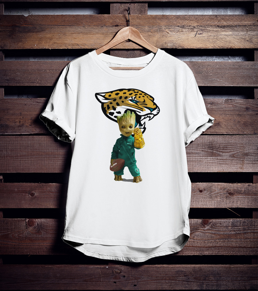 Jacksonville Jaguars Groot Football Infinity Gauntlet T-Shirt