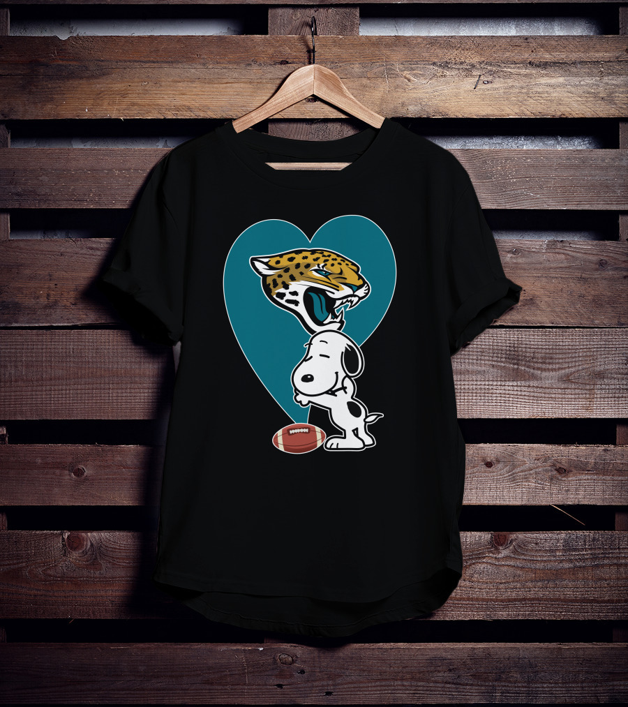 Jacksonville Jaguars Snoopy Heart Football Hug T-Shirt
