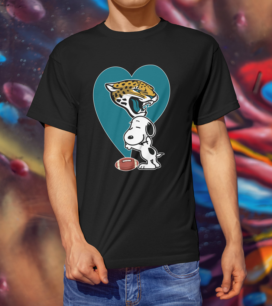 Jacksonville Jaguars Snoopy Heart Football Hug T-Shirt