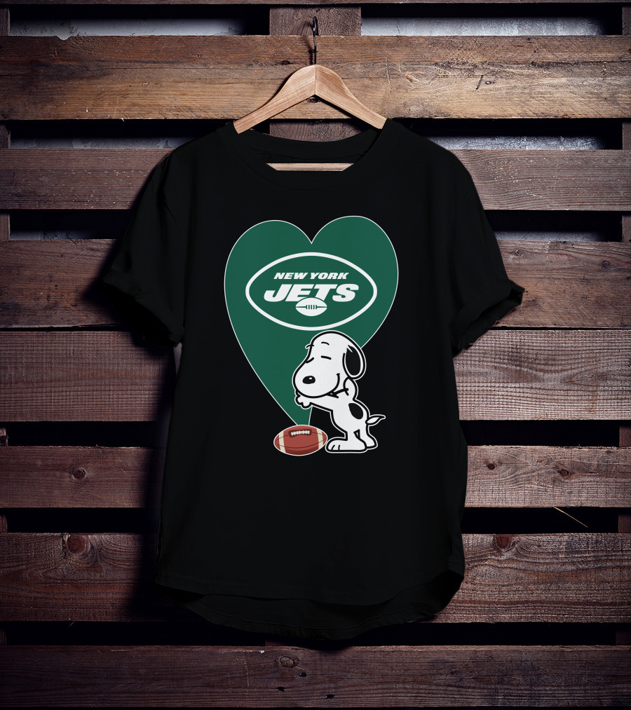 New York Jets Football Heart Snoopy Hug T-Shirt