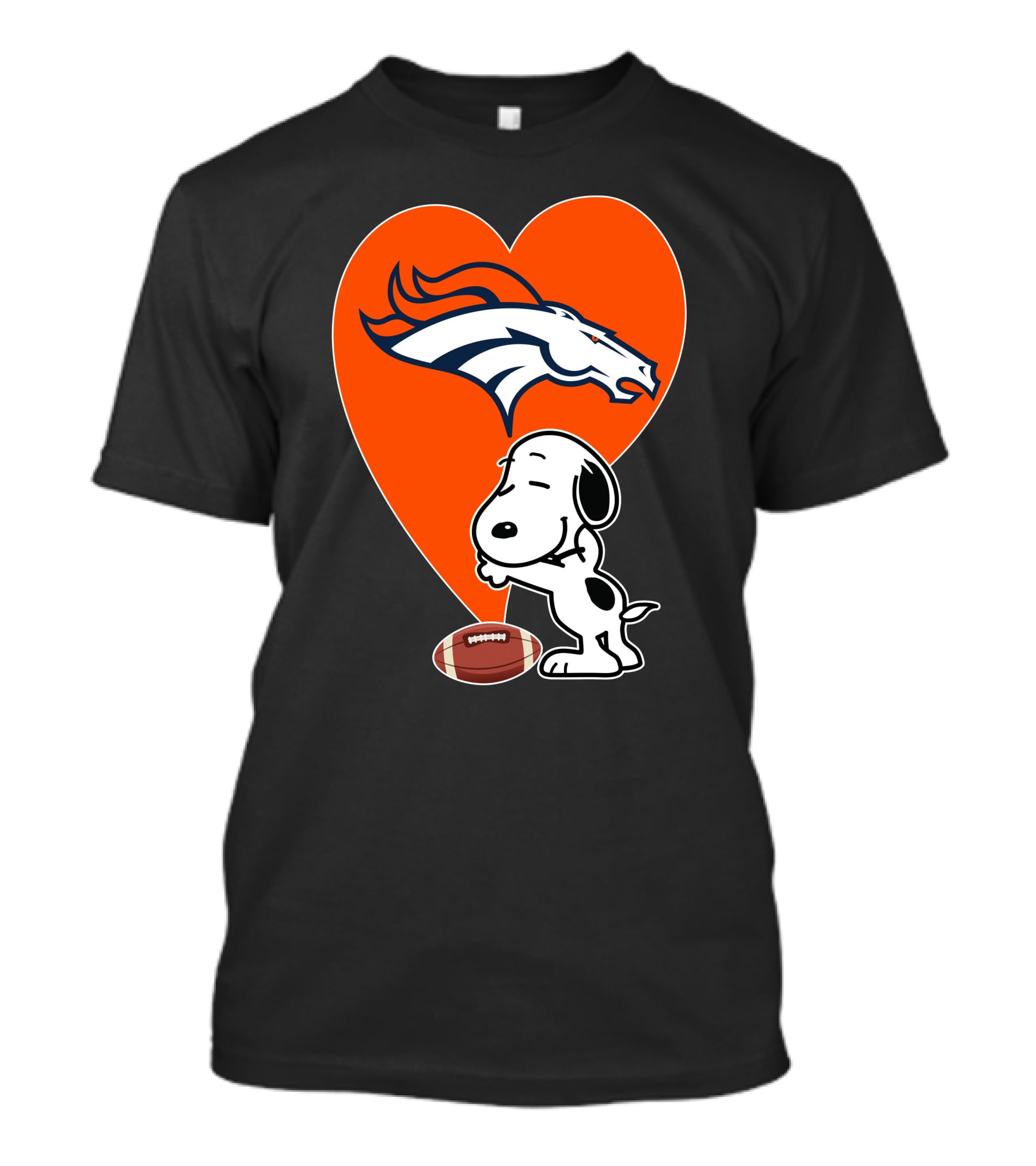 Denver Broncos Snoopy Hug Heart Logo Football T-Shirt