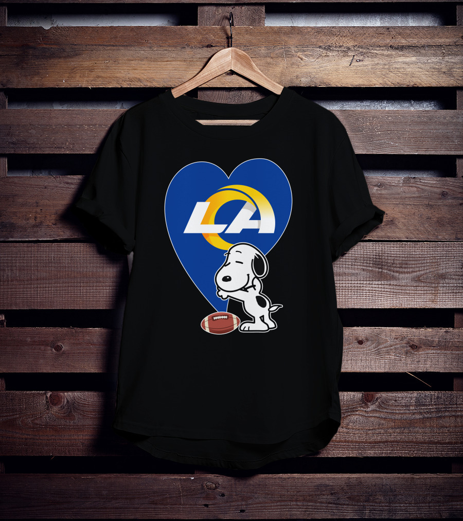 Snoopy Los Angeles Rams Football Heart Hug T-Shirt