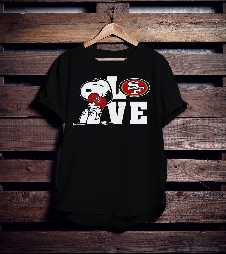Snoopy Love San Francisco 49ers SF Logo Peanuts Football T-Shirt