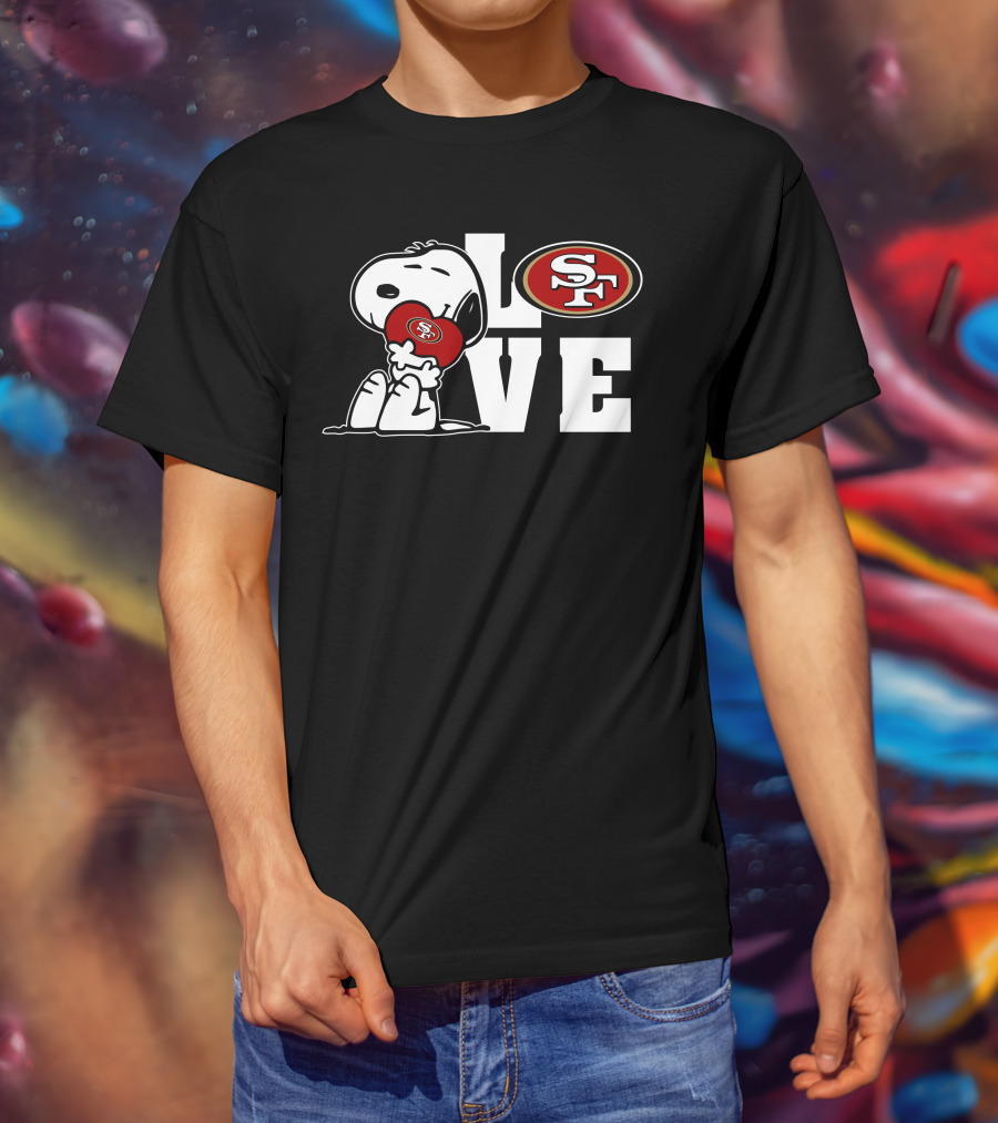 Snoopy Love San Francisco 49ers SF Logo Peanuts Football T-Shirt