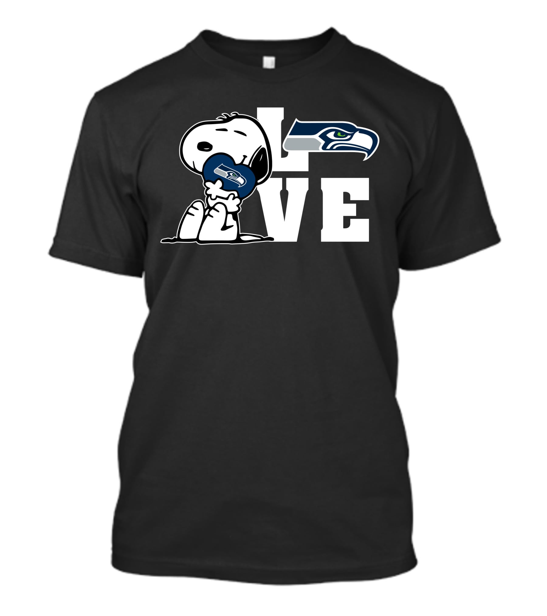 Snoopy Love Seattle Seahawks Heart T-Shirt