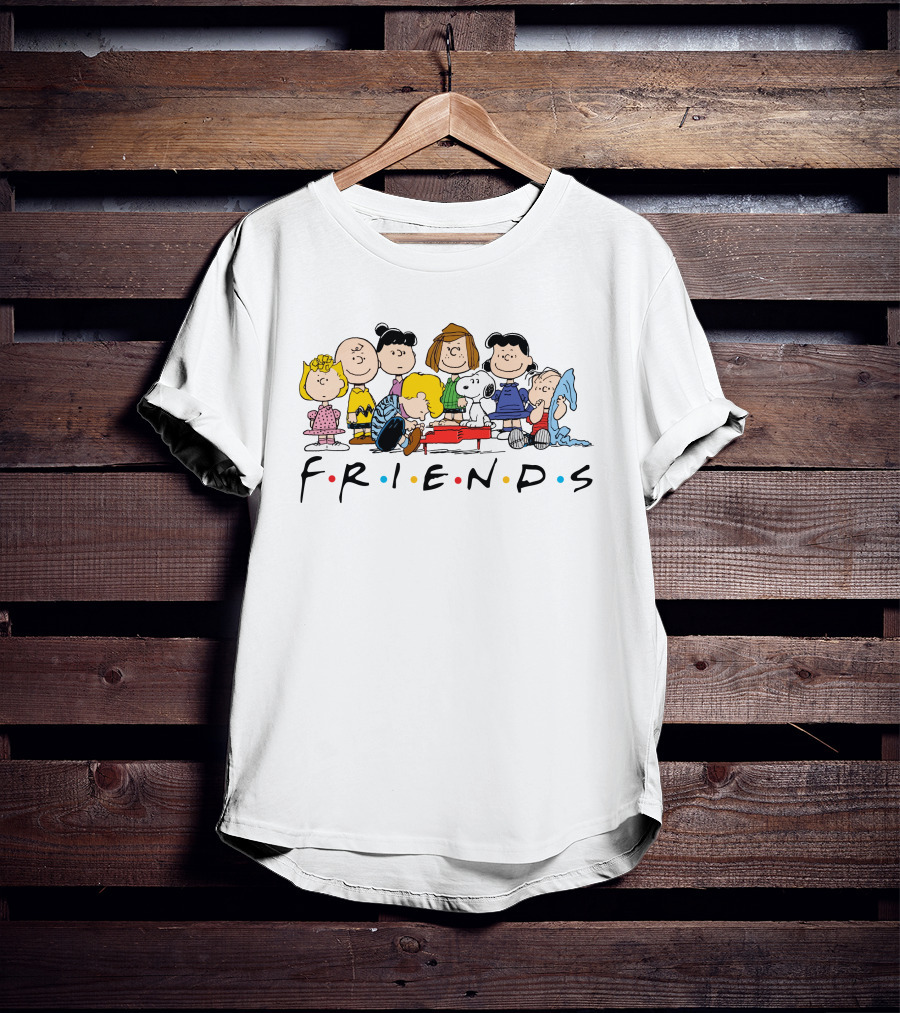 Friends Snoopy Peanuts Characters With Charlie Brown And Friends Text T-Shirt