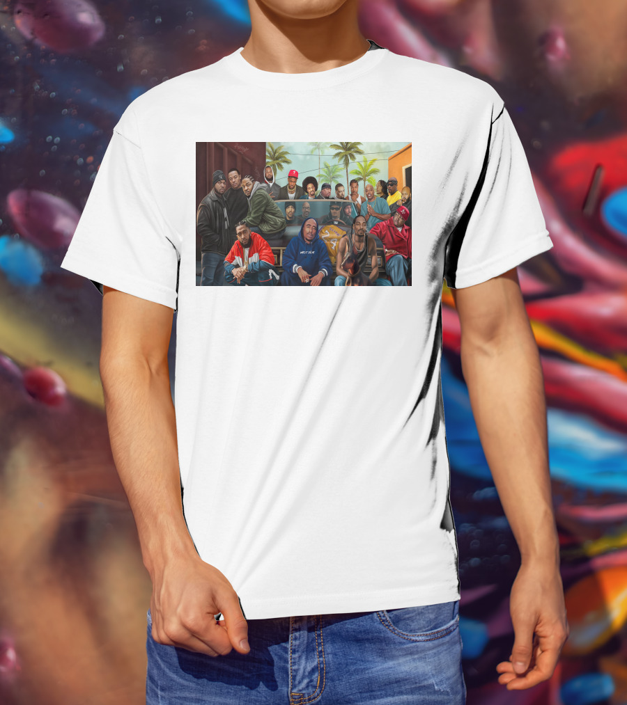 WCHH Hip Hop Legends Collage Icons In Urban Street Scene T-Shirt