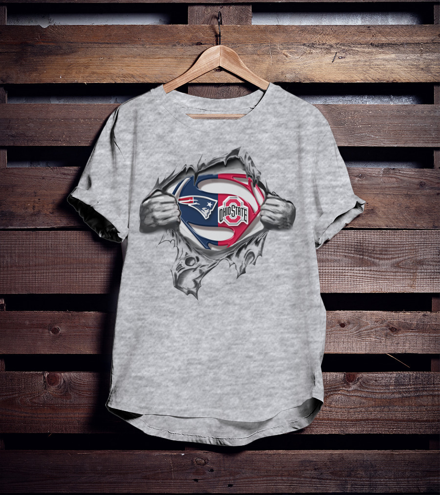 New England Patriots Ohio State Buckeyes Superman Logo Pullover T-Shirt