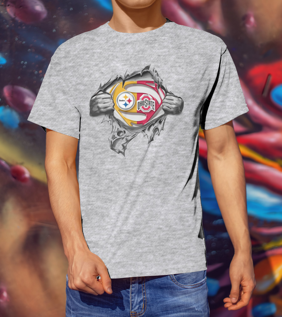Pittsburgh Steelers Ohio State Buckeyes Superman Logo Mashup T-Shirt