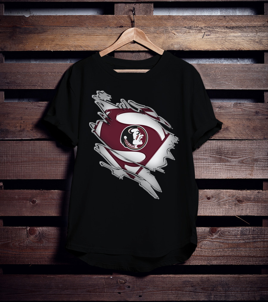 Florida State Seminoles Superman Logo Icon With Torn Suit Effect T-Shirt
