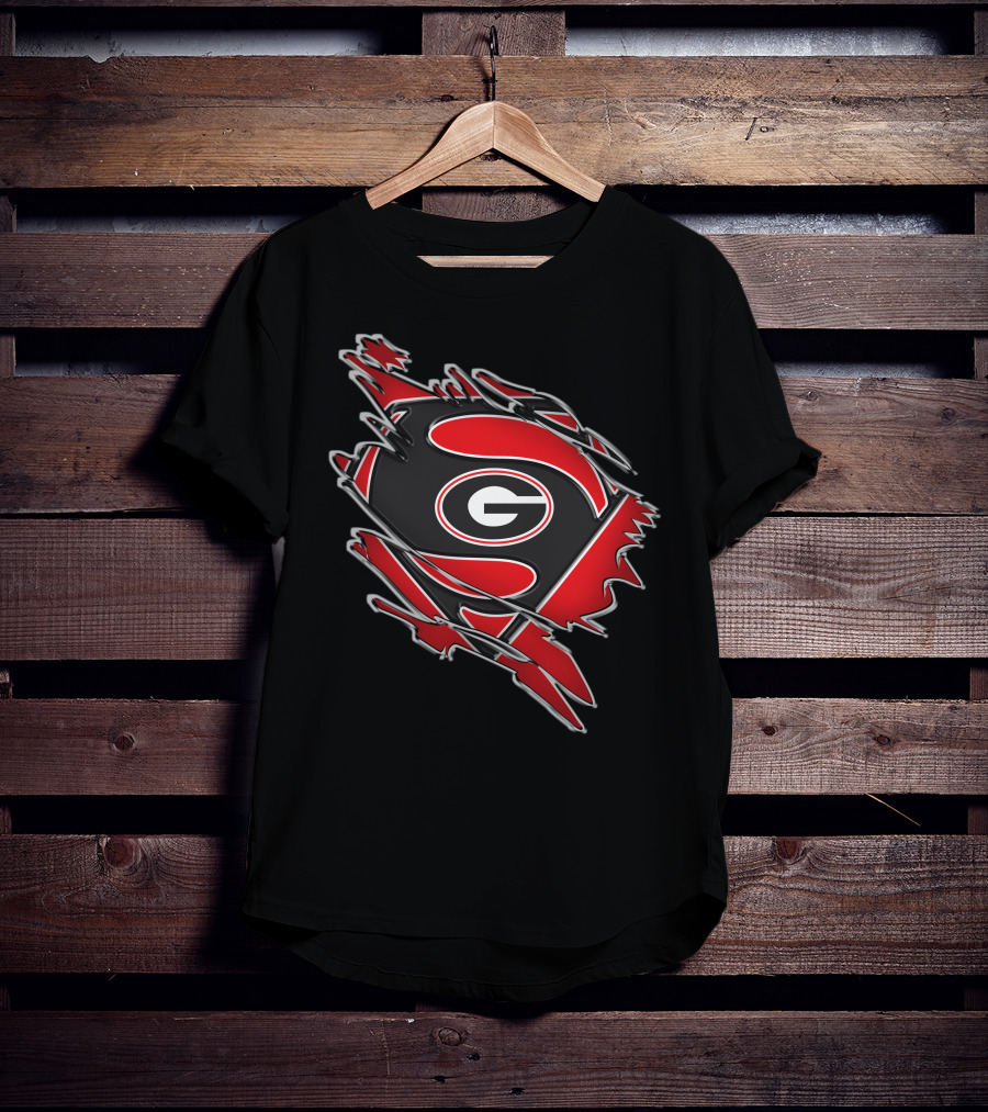 Georgia Bulldogs Superman Logo Fusion T-Shirt