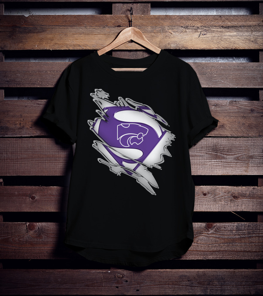Kansas State Wildcats Superman Logo Scratch Effect T-Shirt