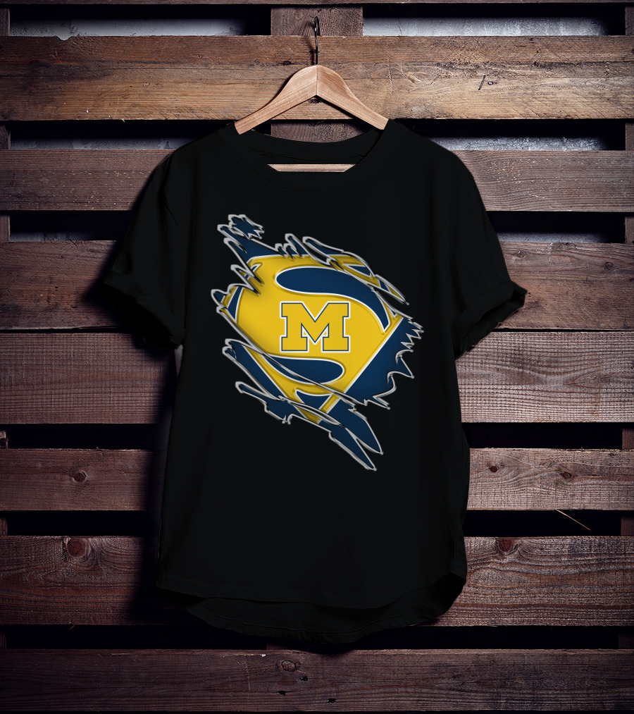 Michigan Wolverines Superman Logo Combination T-Shirt