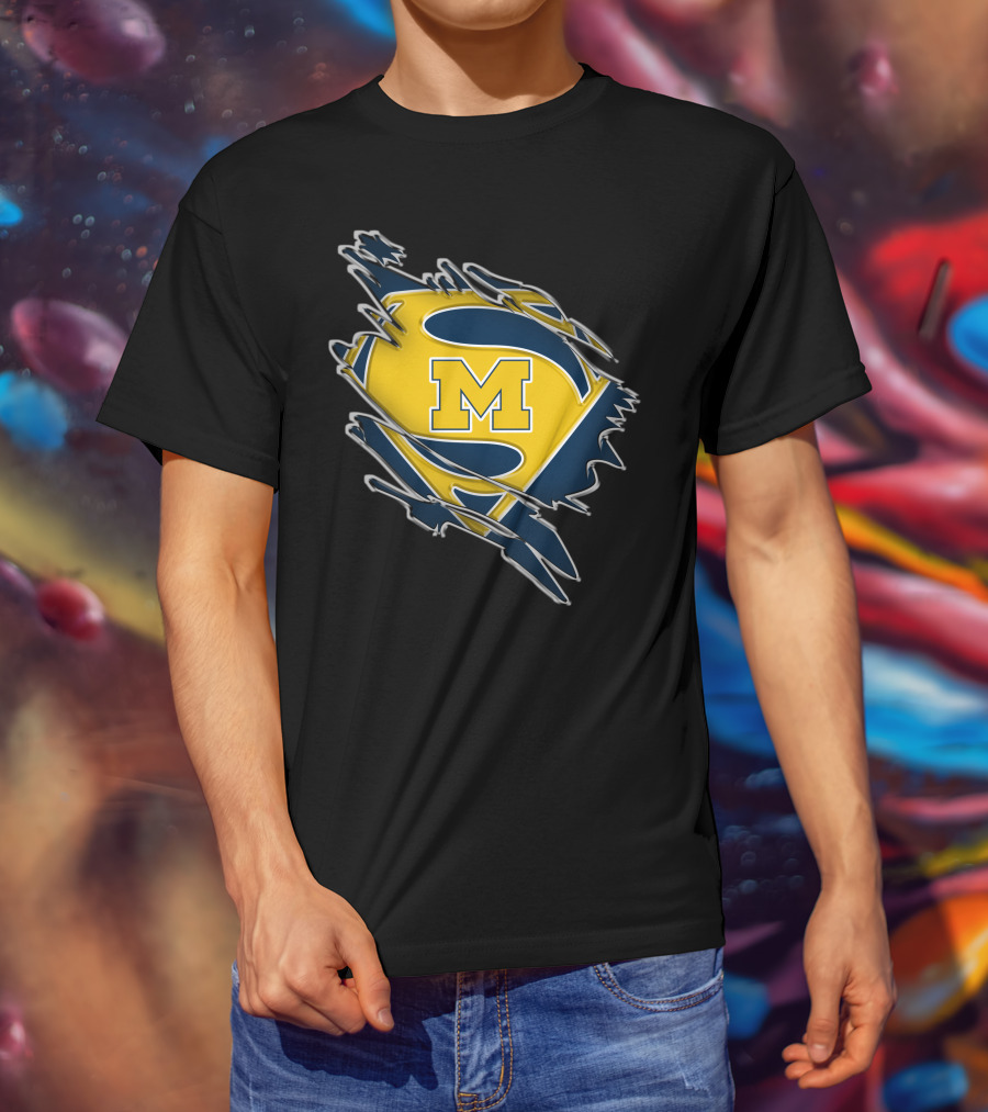 Michigan Wolverines Superman Logo Combination T-Shirt