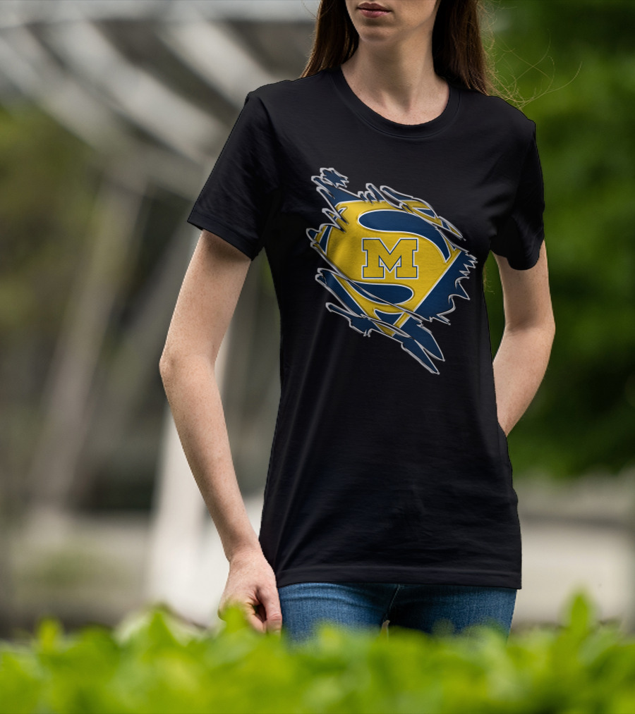 Michigan Wolverines Superman Logo Combination T-Shirt