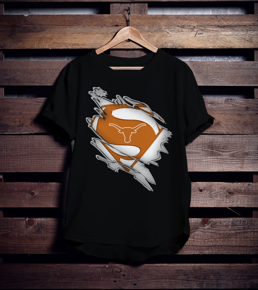 Texas Longhorns Superman Logo Rip T-Shirt