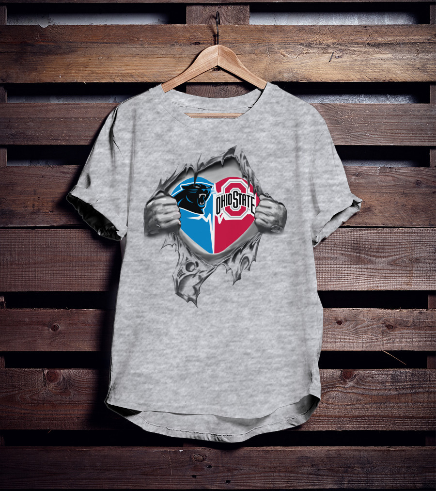 Carolina Panthers Ohio State Buckeyes Logo Mashup T-Shirt