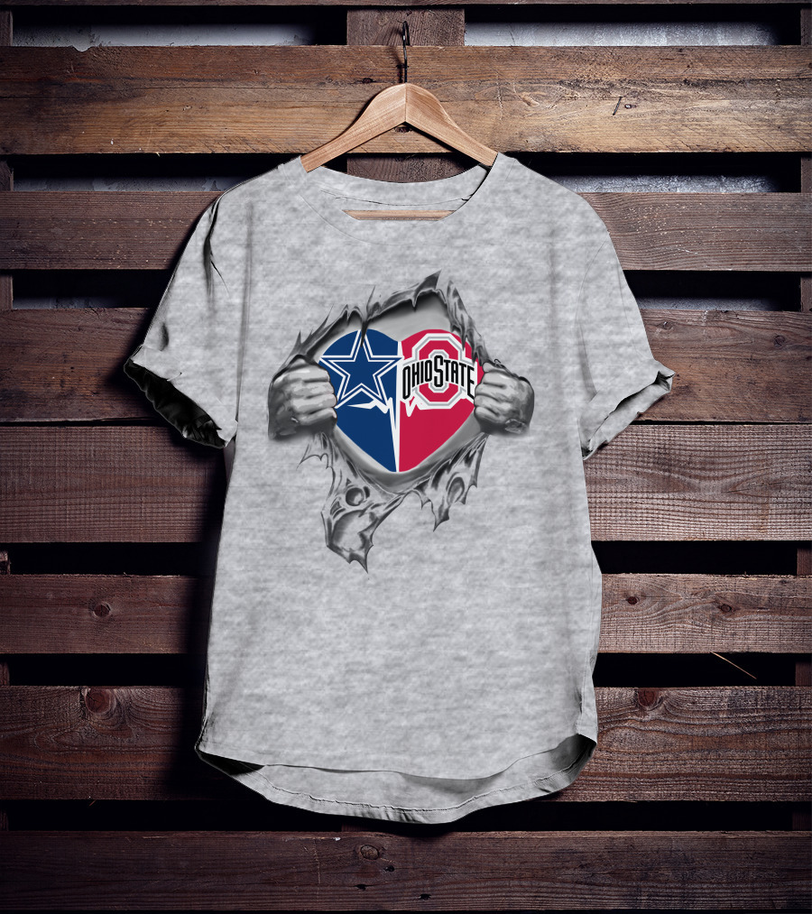 Dallas Cowboys Ohio State Buckeyes Heart T-Shirt