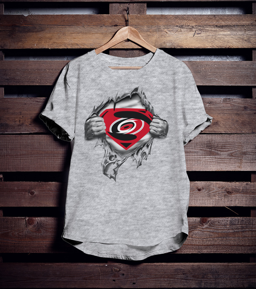 Carolina Hurricanes Superman Logo Busting Through T-Shirt