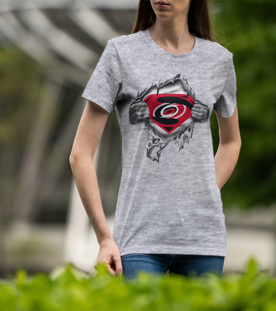 Carolina Hurricanes Superman Logo Busting Through T-Shirt