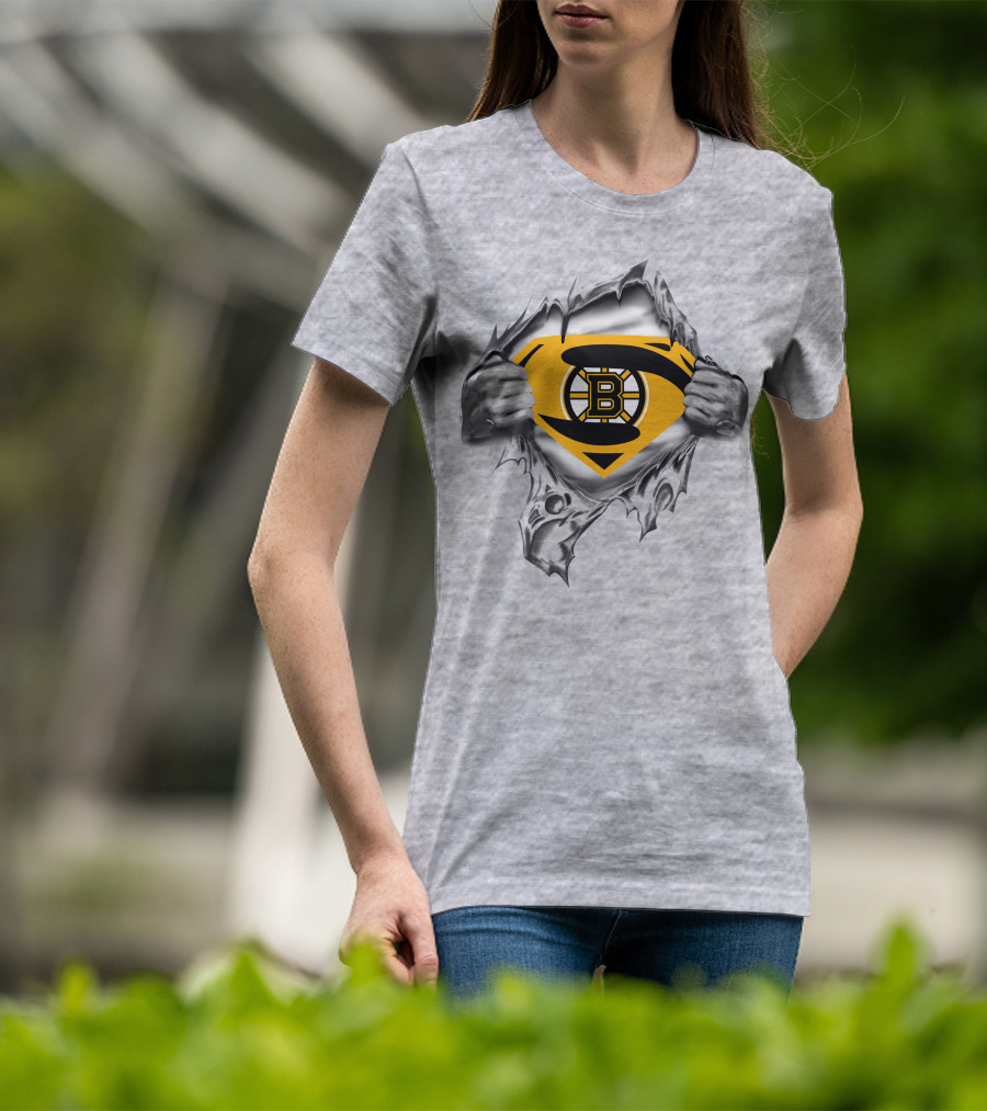 Boston Bruins Superman Logo Reveal T-Shirt