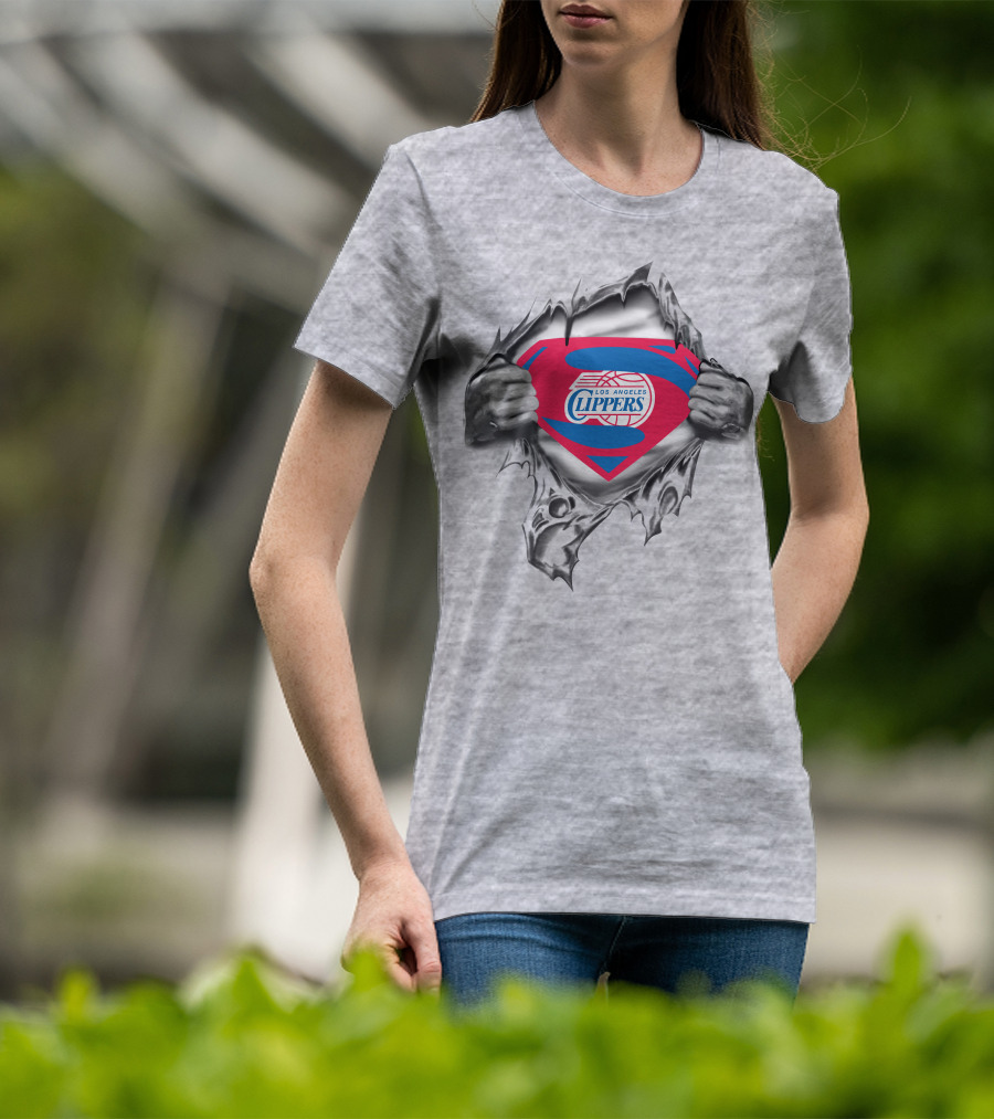 Los Angeles Clippers Superman Logo Burst Open T-Shirt