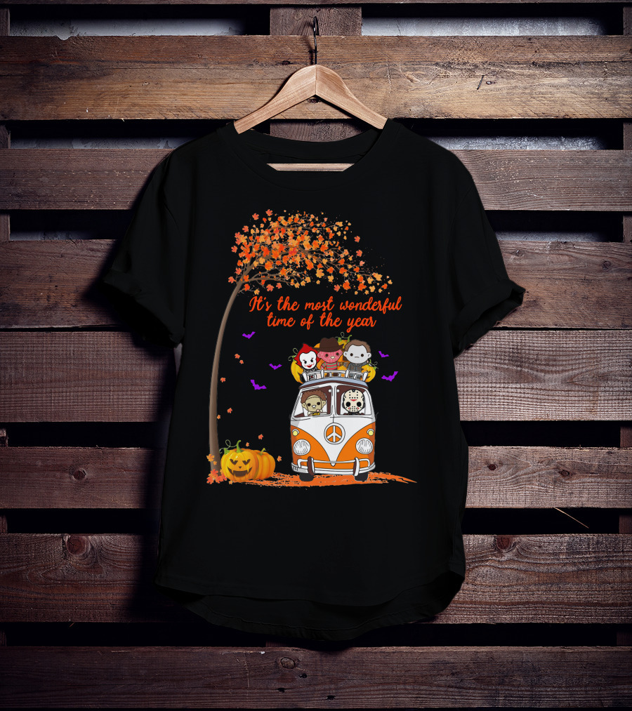 Horror Characters Halloween Road Trip Most Wonderful Time Of The Year T-Shirt