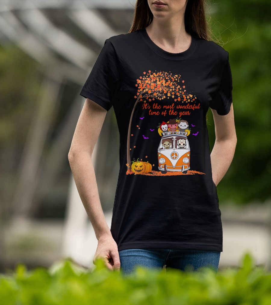 Horror Characters Halloween Road Trip Most Wonderful Time Of The Year T-Shirt