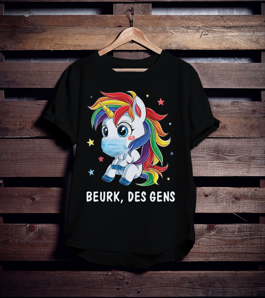Licorne Arc-en-Ciel Masque Beurk Des Gens Étoiles T-Shirt