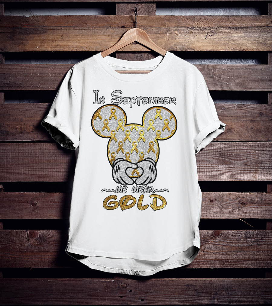 Mickey Mouse In September We Wear Gold Ribbons T-Shirt