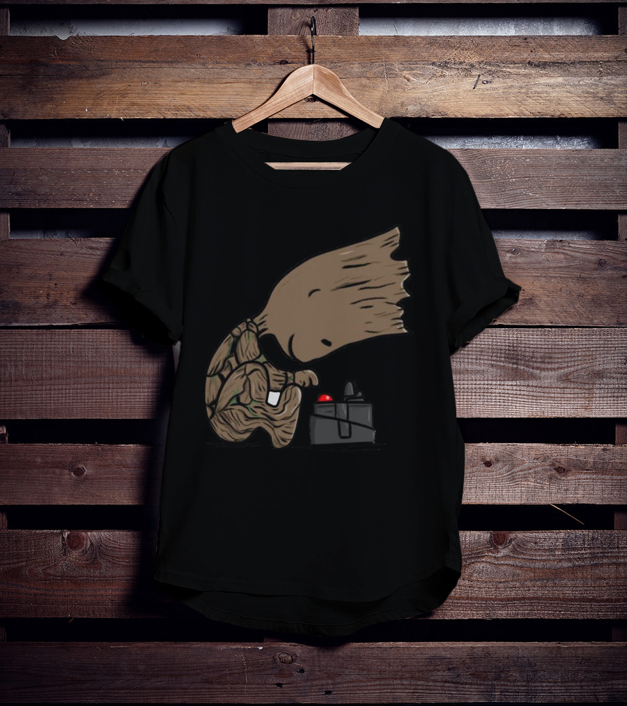 Pea Groots Guardians Of The Galaxy Cute Cartoon Character With Button T-Shirt