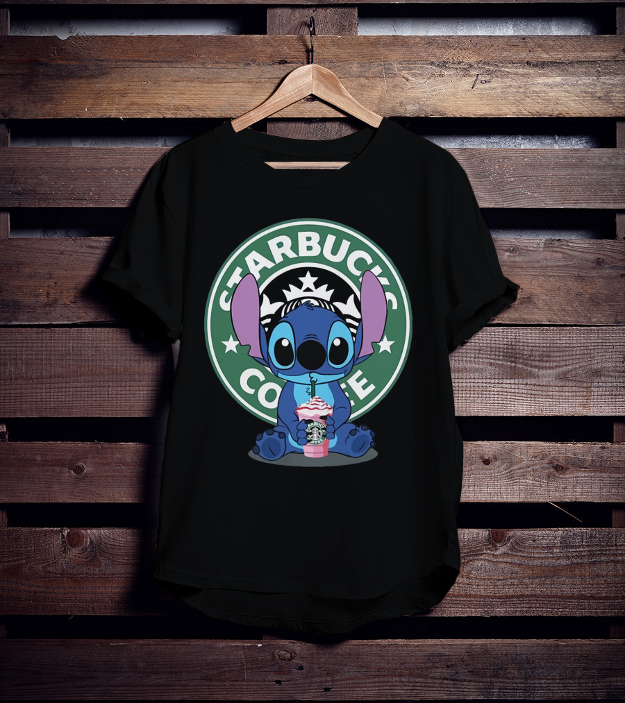 Stitch Drinking Starbucks Coffee T-Shirt
