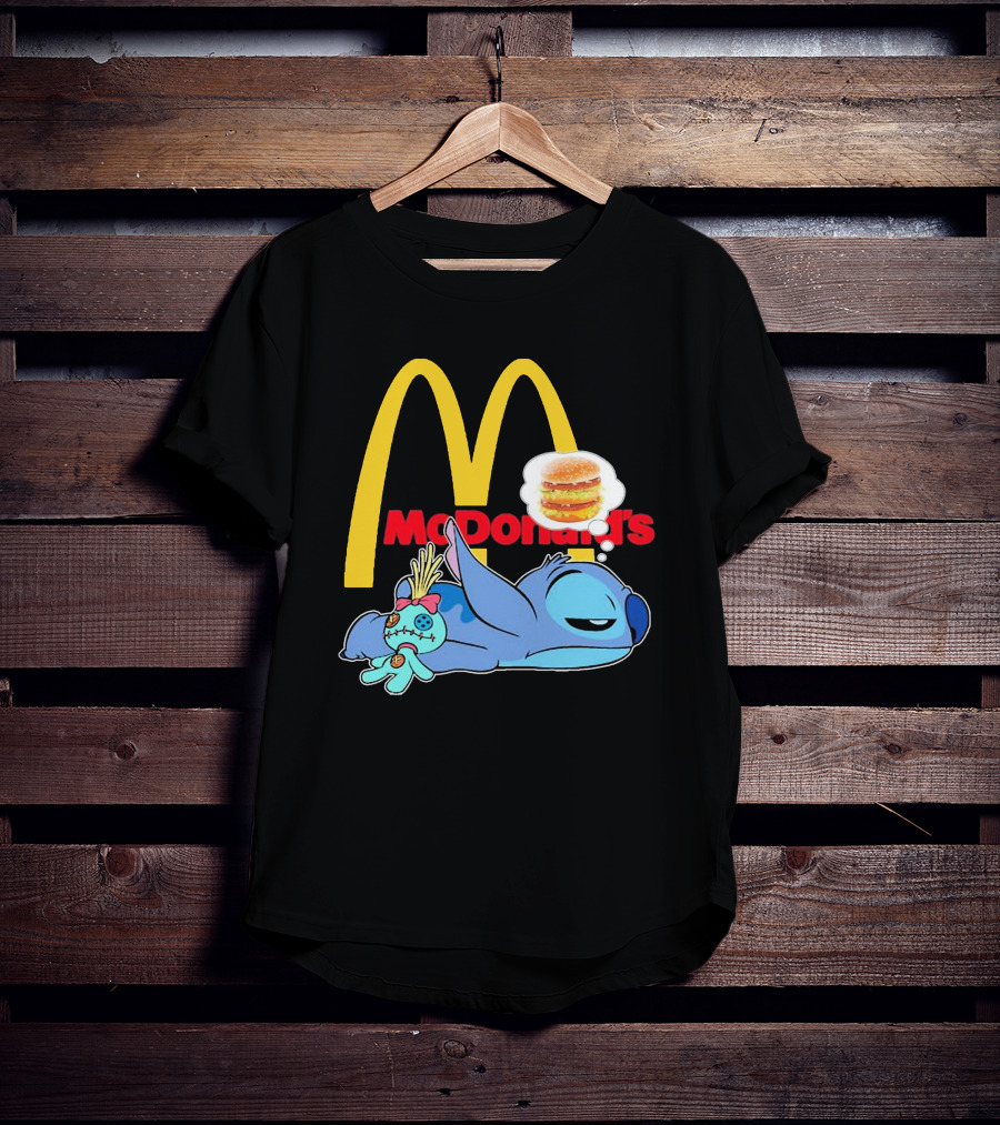 Stitch Sleeping Under McDonald's Golden Arches Dreaming Of Burger T-Shirt