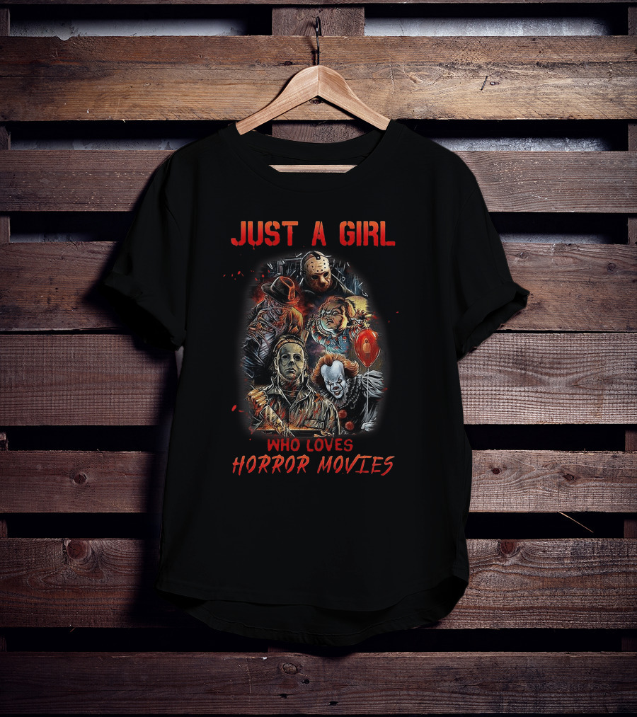 Just A Girl Who Loves Horror Movies With Iconic Slashers T-Shirt
