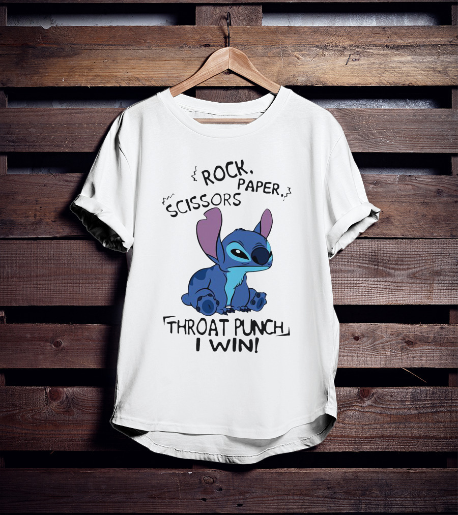 Stitch Rock Paper Scissors Throat Punch I Win T-Shirt