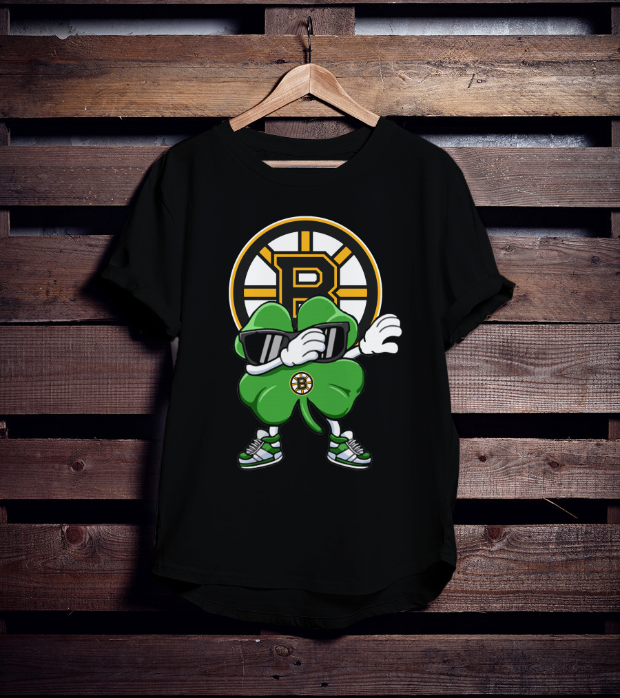 Boston Bruins Clover Dab Hockey Luck T-Shirt