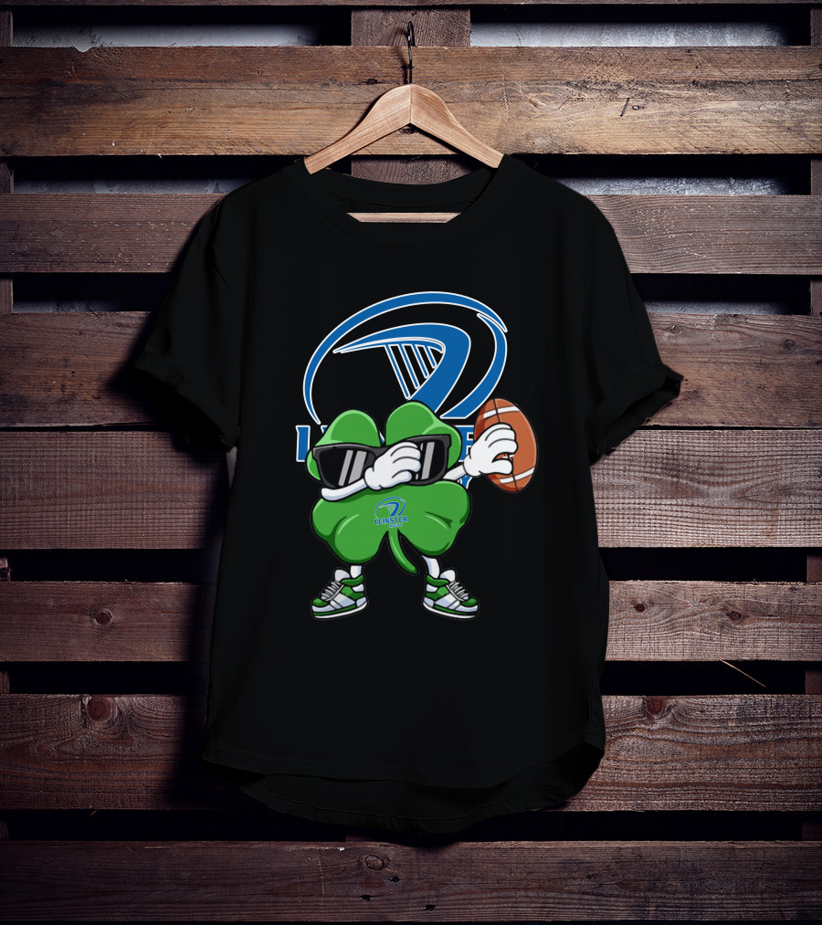 Leinster Rugby Shamrock Mascot Holding Rugby Ball T-Shirt