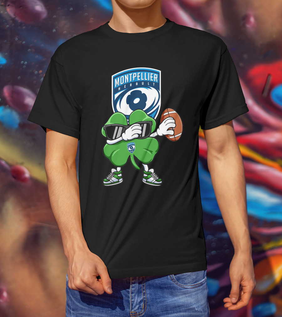 Montpellier Hérault Rugby Cool Clover Football Character T-Shirt
