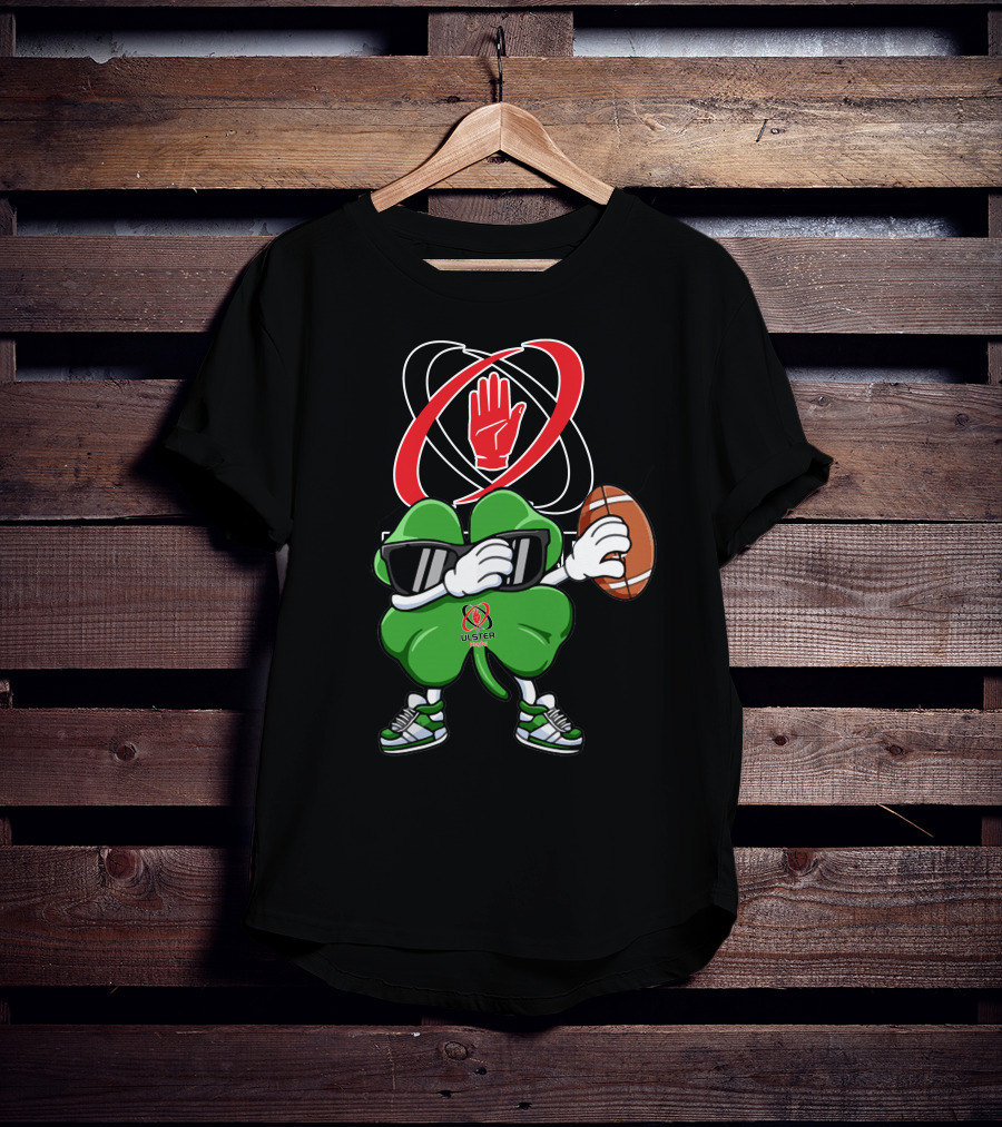 Ulster Rugby Clover Football Icon With Red Hand T-Shirt