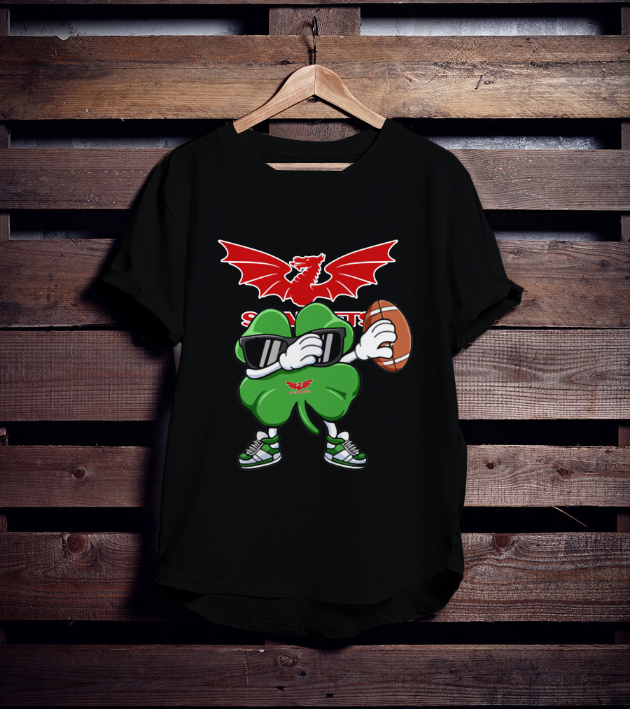 Scarlets Welsh Dragon Clover Football T-Shirt