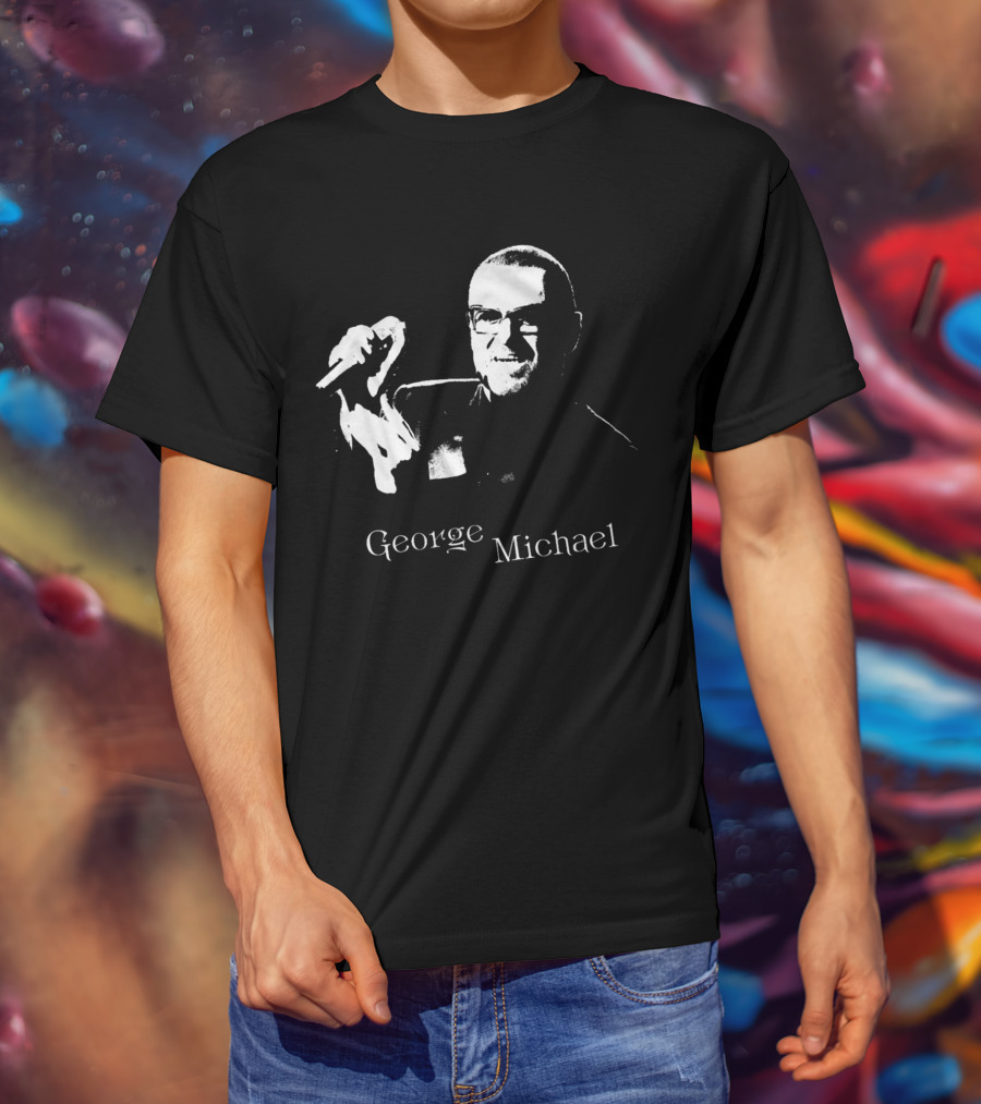 George Michael Monochrome Microphone T-Shirt