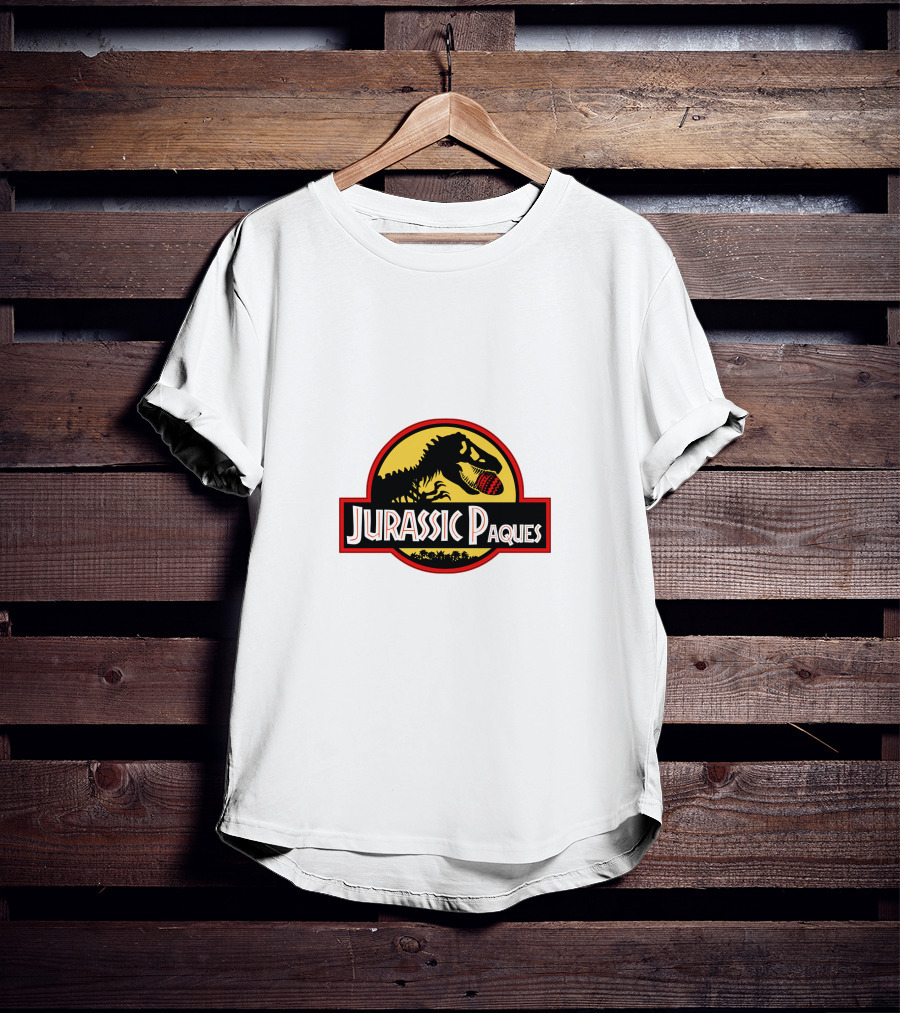 Jurassic Paques Dinosaur Silhouette Red Ball Circle T-Shirt