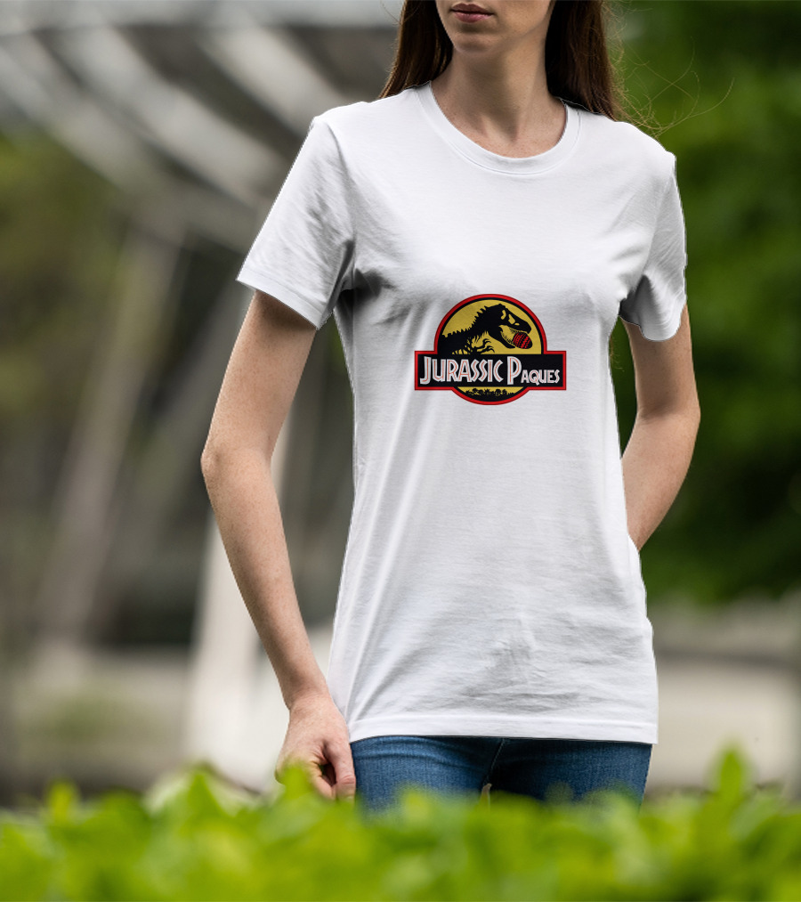 Jurassic Paques Dinosaur Silhouette Red Ball Circle T-Shirt