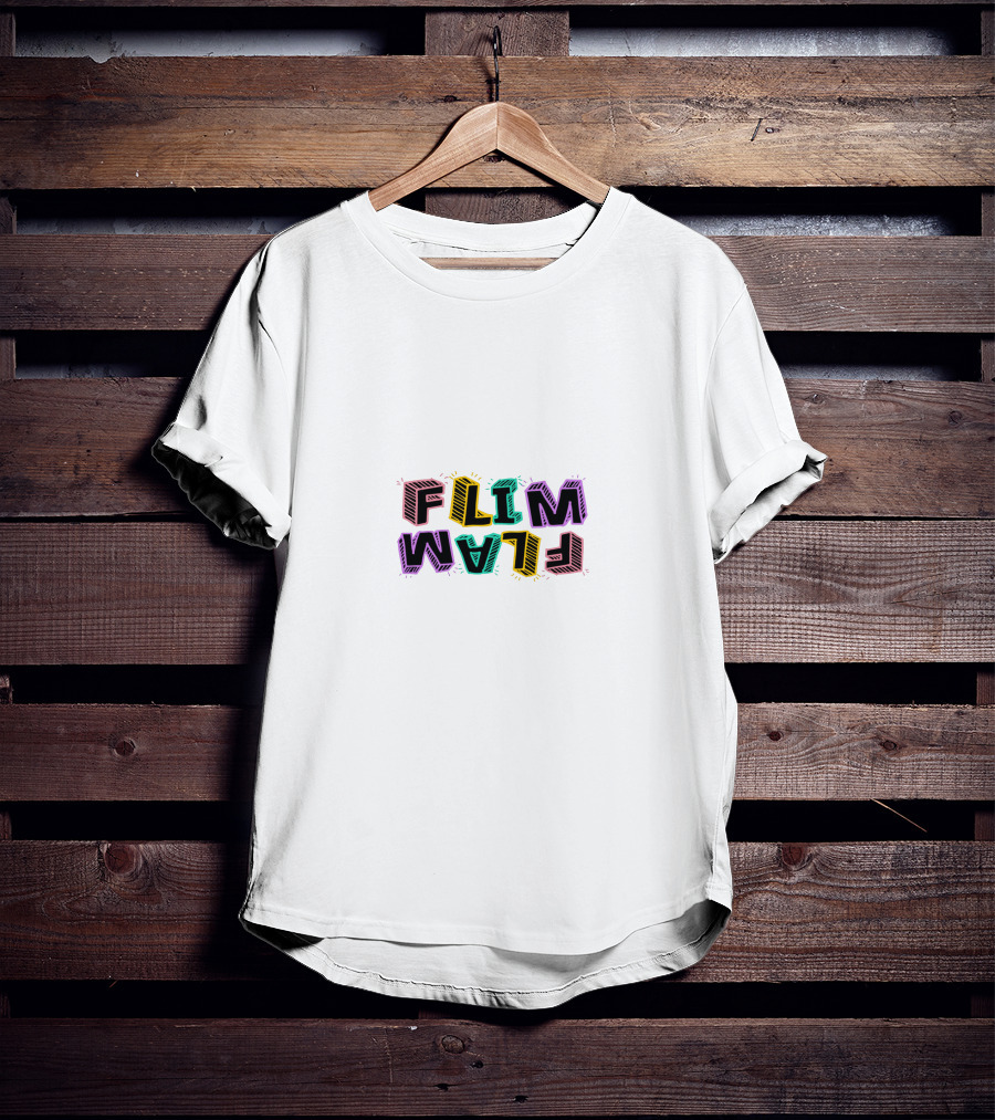 FLIMFLAM Colorful Retro Text Block T-Shirt